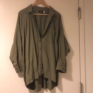 Light weight green button up